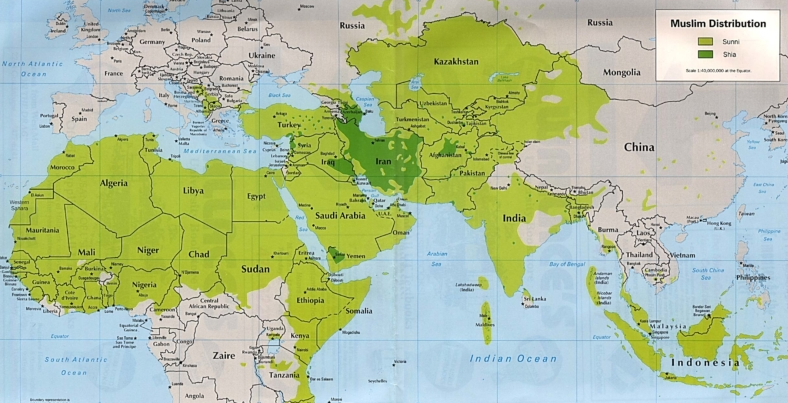 Carte de l'islam dans le monde
